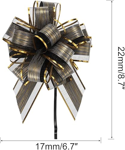 Miniatura 2 de MECCANIXITY 10 lazos grandes de organza de 7 pulgadas para envolver regalos, cintas de organza color negro para cestas de boda, regalos de fiesta de