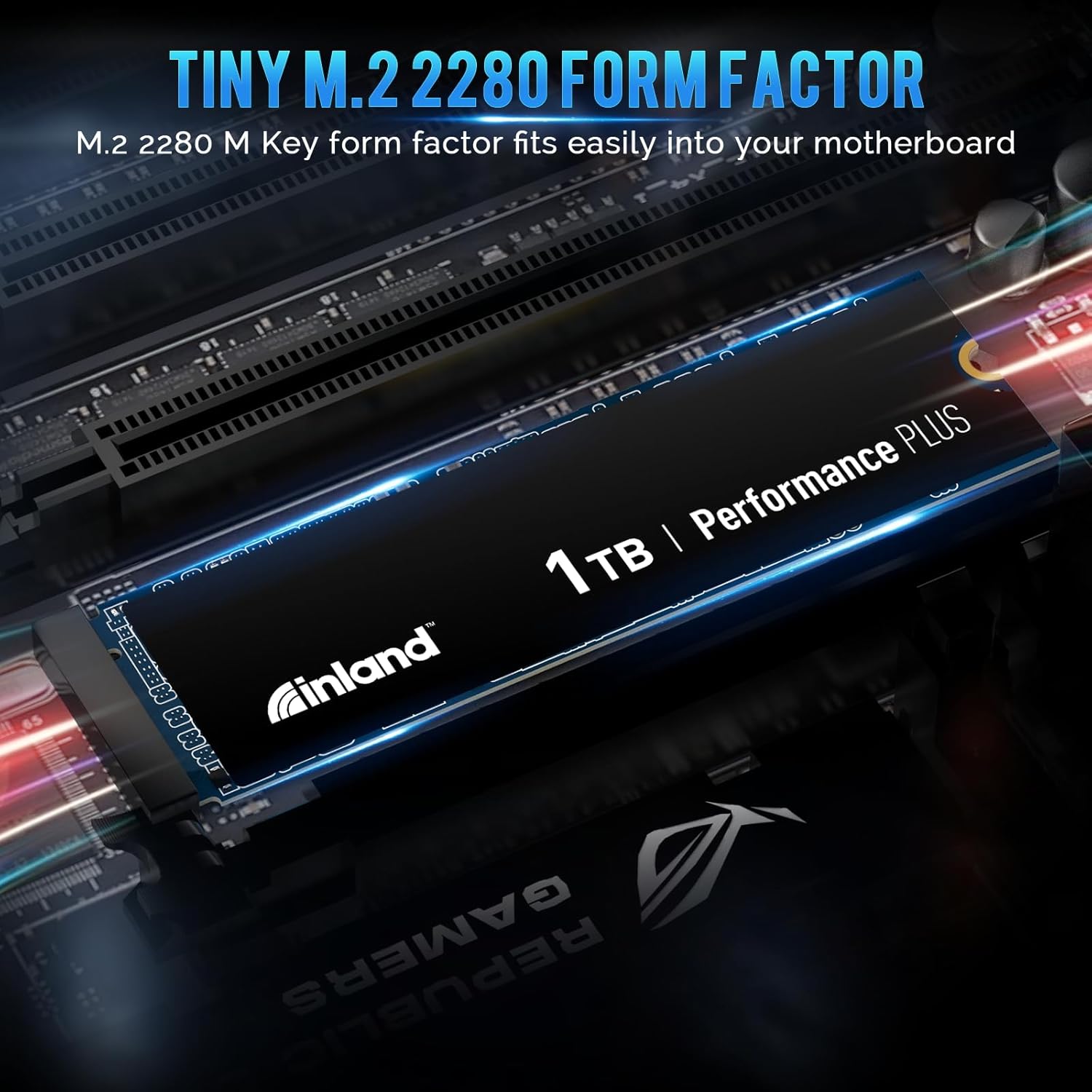 INLAND 1TB Performance Plus NVMe Internal Gaming SSD Solid State Drive Optimized for PS5 - Gen4 PCIe, M.2 2280, DRAM Cache, TLC 3D NAND Flash, Up to 7000MB/s