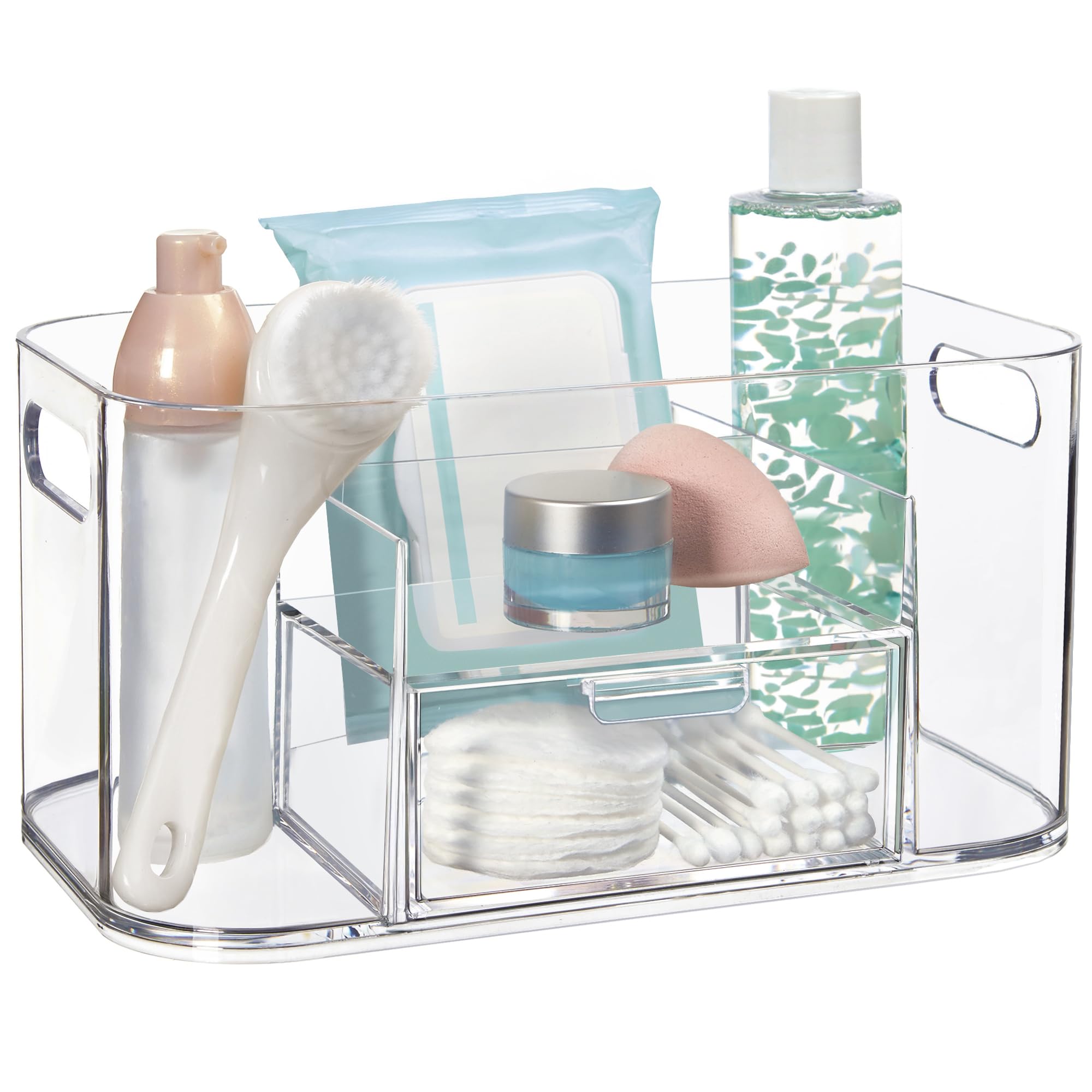 STORi Bliss Clear Makeup Organizer for Countertop, Divided Bathroom Organizer & Storage Drawer, Makeup Brush Holder, Cosmetic & Nail Polish Organizer, Made in USA