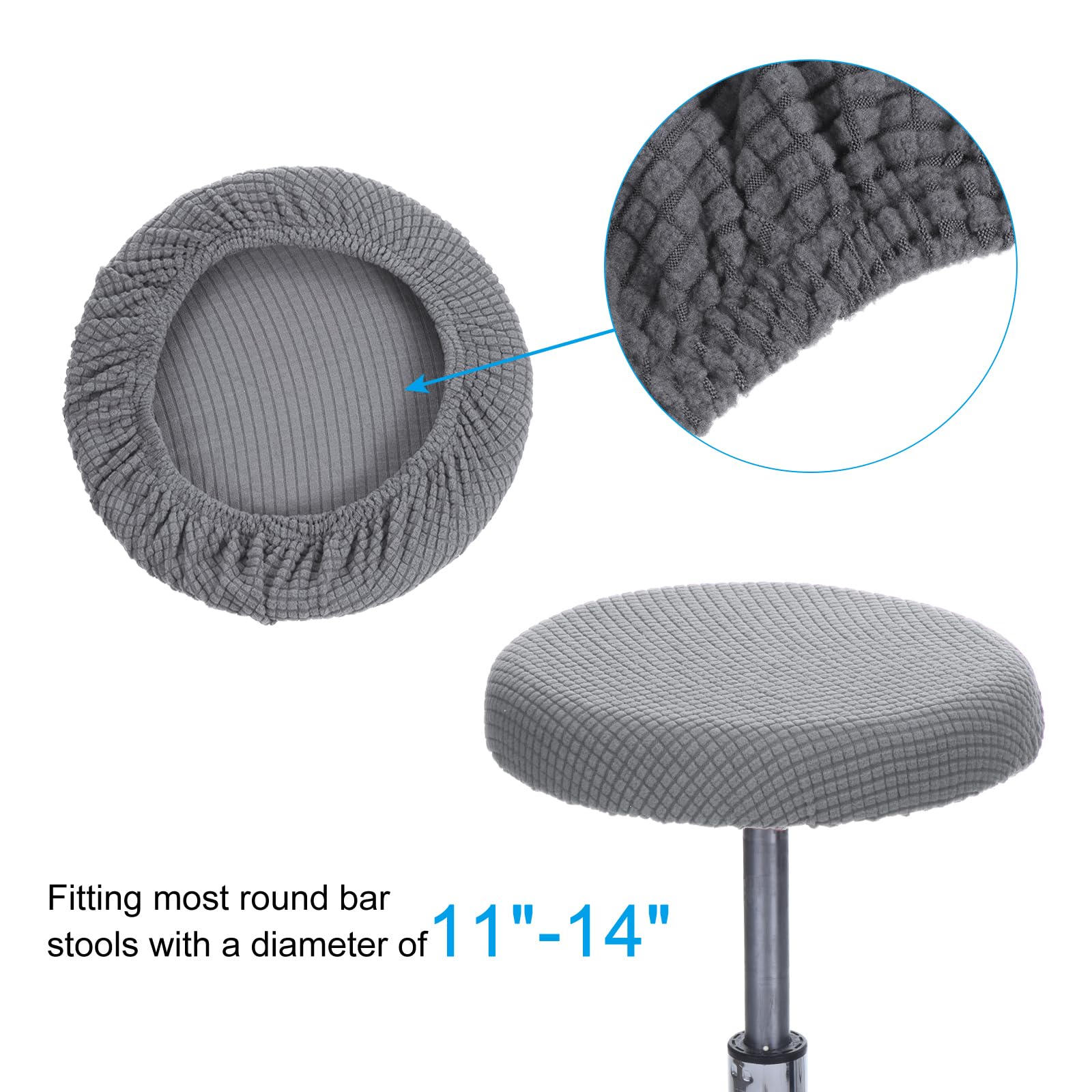 PATIKIL 11" Round Bar Stool Cover, 4 Pack Elastic Stool Cover for Diameter 11"-13" Chair, Light Gray - Image 3
