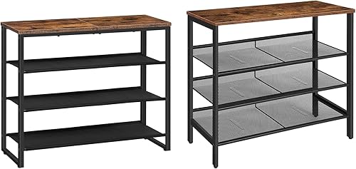 HOOBRO Zapatero, organizador de almacenamiento de zapatos de 4 niveles con panel superior, estante para zapatos para entrada y armario, industrial,