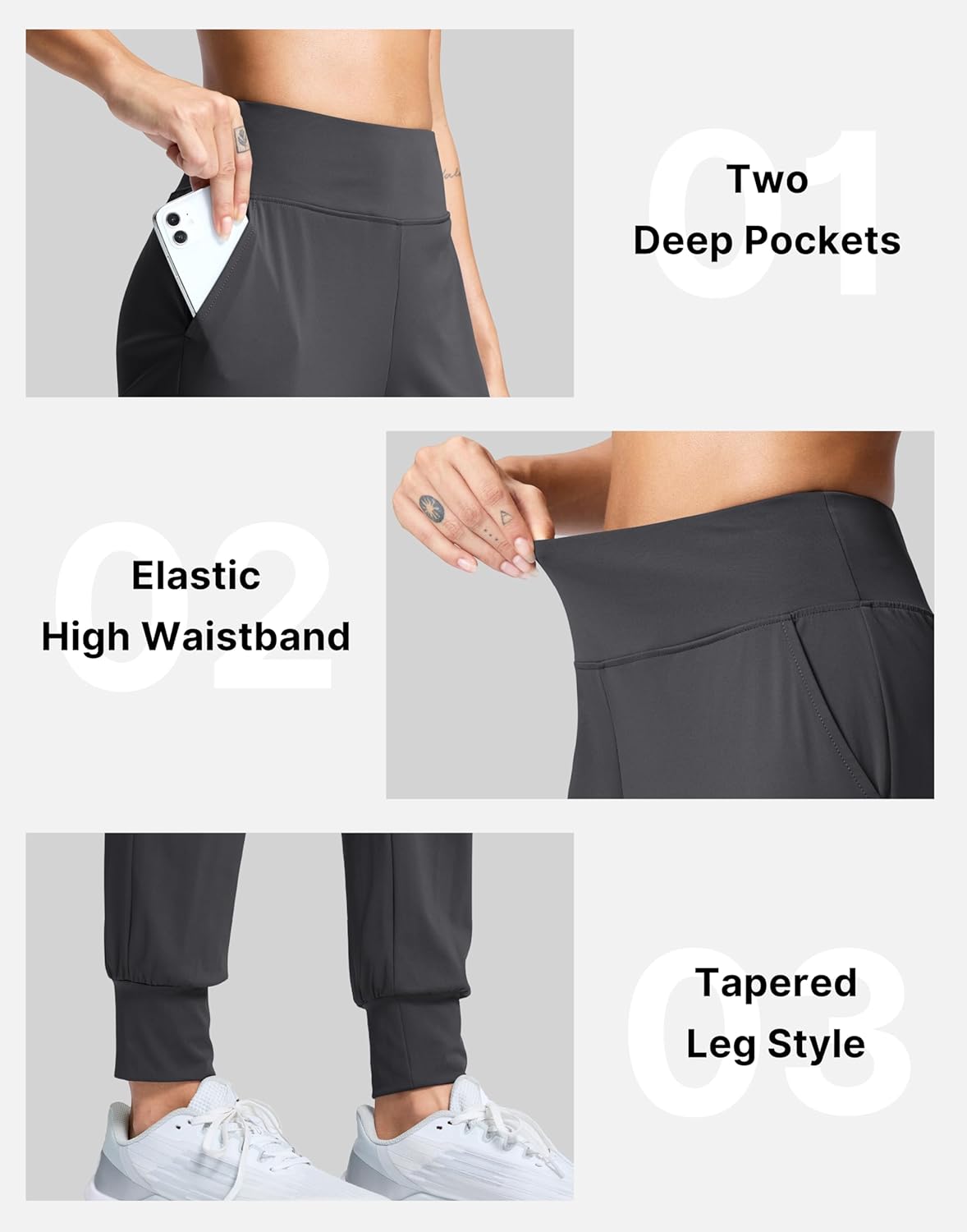 SANTINY Women's Joggers Pants with Pockets Lightweight High Waisted Athletic Gym Workout Pants for Women Yoga Travel - Image 4