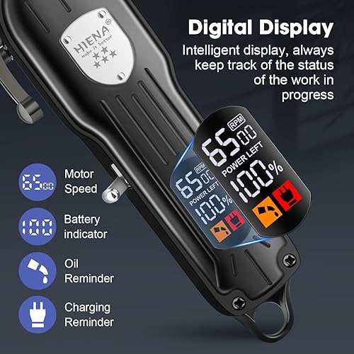 Miniatura 4 de HIENA PRO Juego de cortapelos y recortadores de pelo profesionales para hombres, recargable, kit de cortapelos inalámbrico con pantalla LCD, regalos