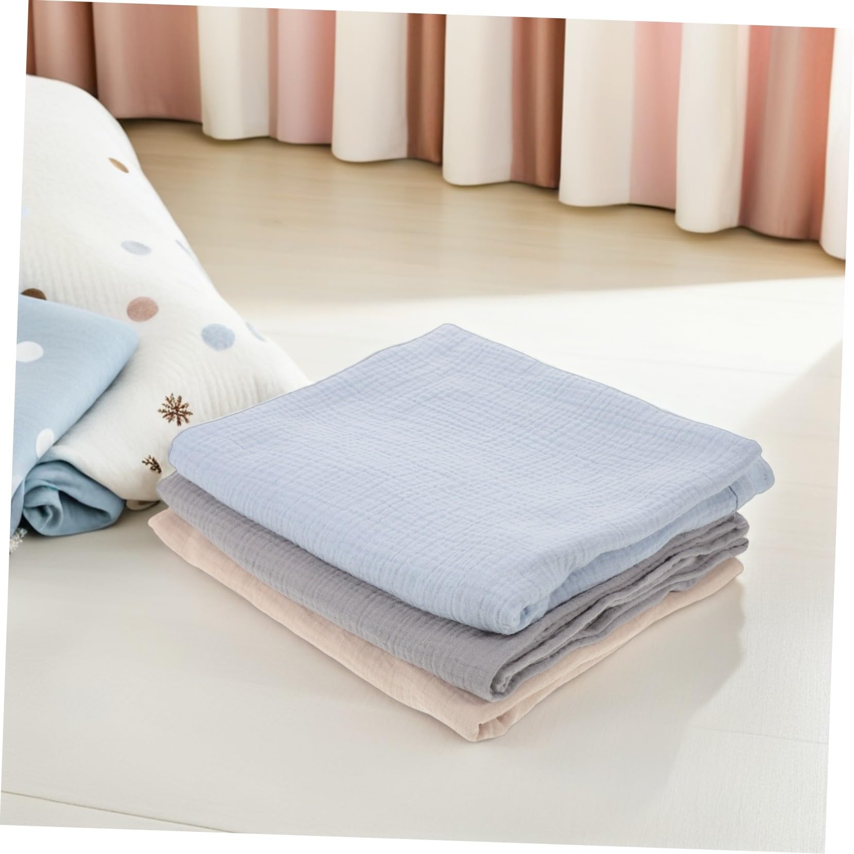 LIFKOME 3 Piezas Mantas de Muselina para Recién Nacido Suaves y Transpirables de Mantas para Envolver Bebés para Cuna y Baño Colores Neutros para Ambiente Tranquilo