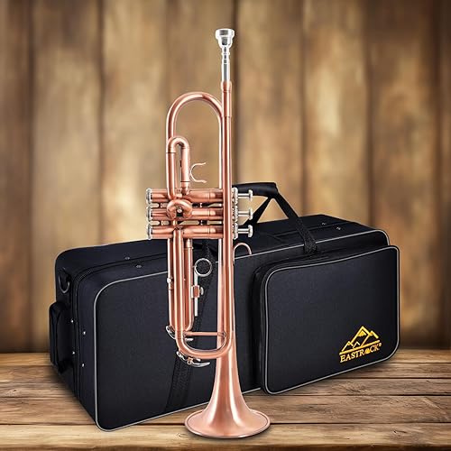 Miniatura 57 de EASTROCK Bb Trumpet Juego de trompeta estándar con estuche de transporte, guantes, boquilla 7C y kit de limpieza (negro)