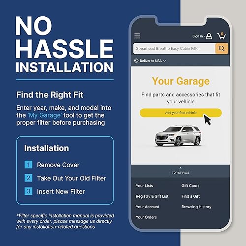 Miniatura 7 de Spearhead Odor Defense Breathe Easy - Filtro de cabina para AC y calentador Compatible con 300 2011-23, Challenger 2011-23, Charger 2011-23 como