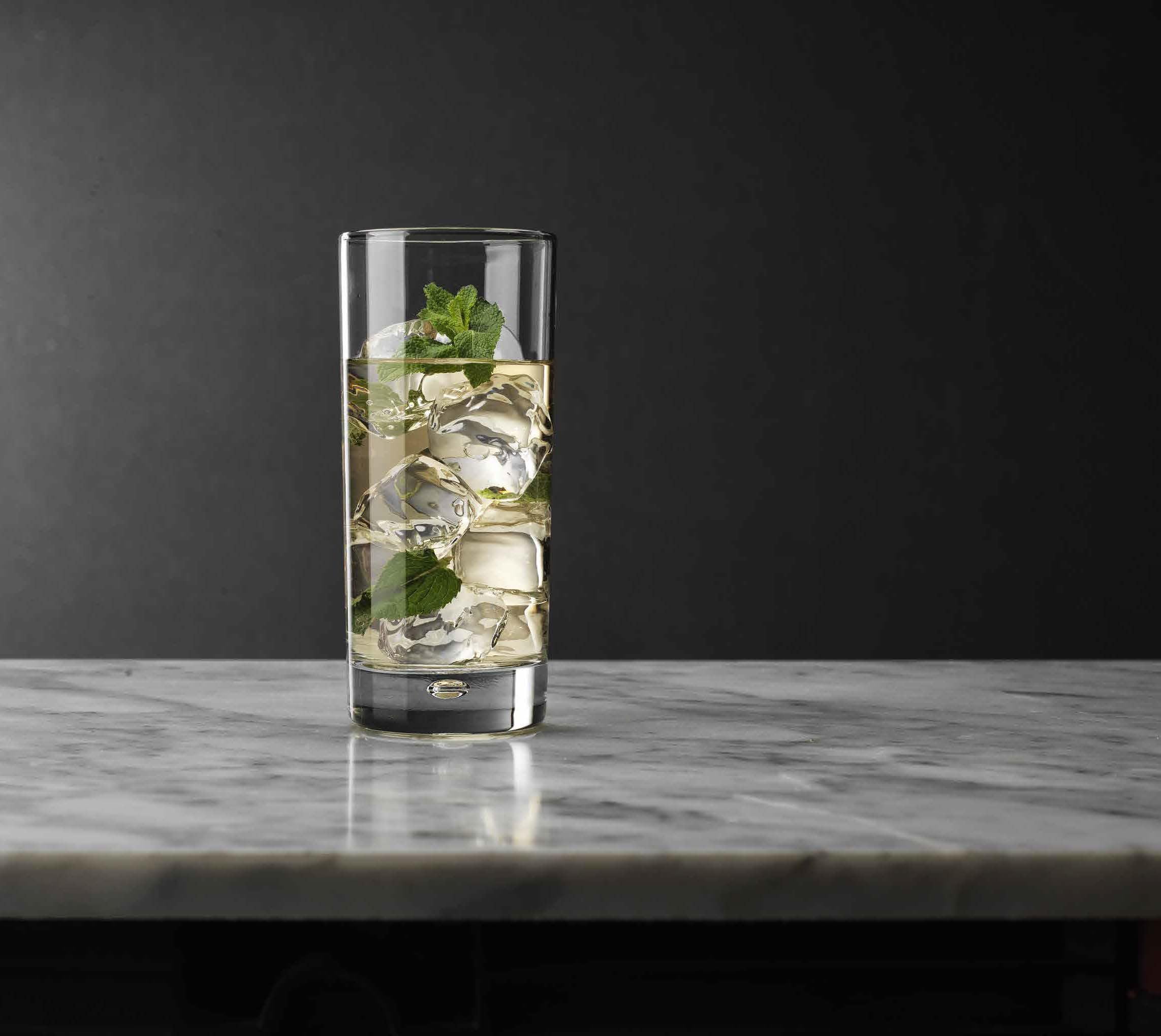 Highball-Trinkgläser, 6 Stück, 480 ml, mit Luftblase im Boden, transparent