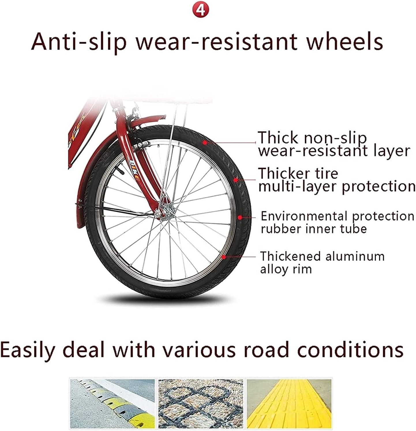 Adult Cargo Tricycles Beach Cruiser Bikes Shopping Adult Tricycles Single Speed for Adult Trikes 20 Inch 3 Wheel Bikes Three-Wheeled Bicycles with Front Rear Shopping Basket