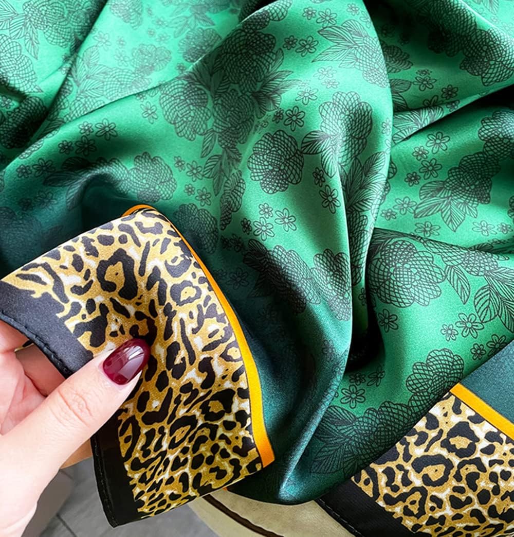 Silk Feeling Long Satin Scarf Fashion Beach Scarf Shawl Check Style Sunscreen Shawls Wraps-Lightweight Pattern - Image 6