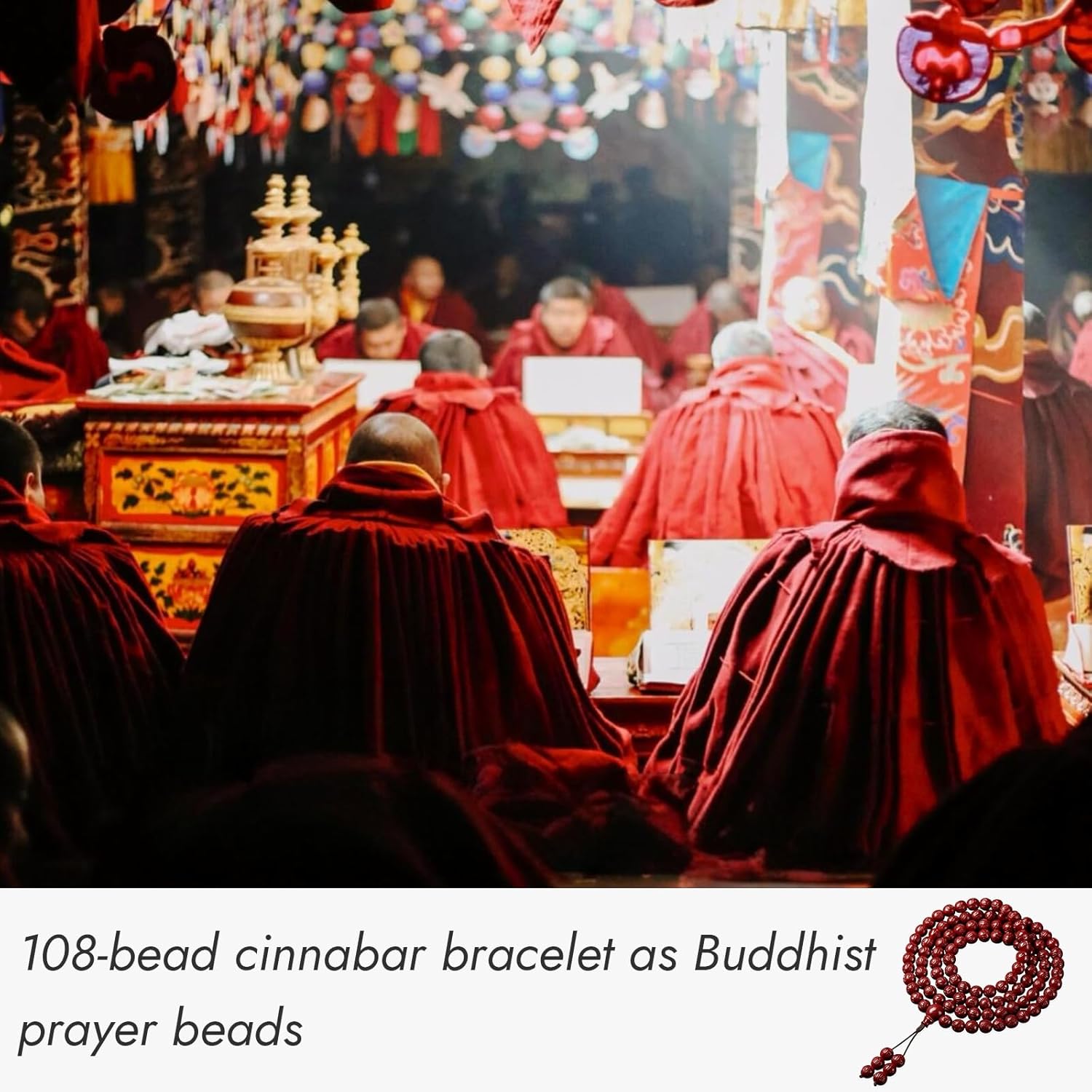 特選腕輪念珠 108珠 浄土真宗用 天竺菩提樹 本式数珠ブレスレット | 滝田商店 天然朱 108 - ビーズ 仏教 数珠 ネックレス/ブレスレット 瞑想用 6mm/8mm/10mm サイズ ユニ