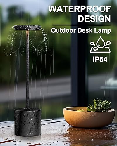 Miniatura 8 de Juego de 2 lámparas de mesa inalámbricas, recargables de 5000 mAh, lámparas de mesa para exteriores, lámpara de escritorio LED portátil, luz