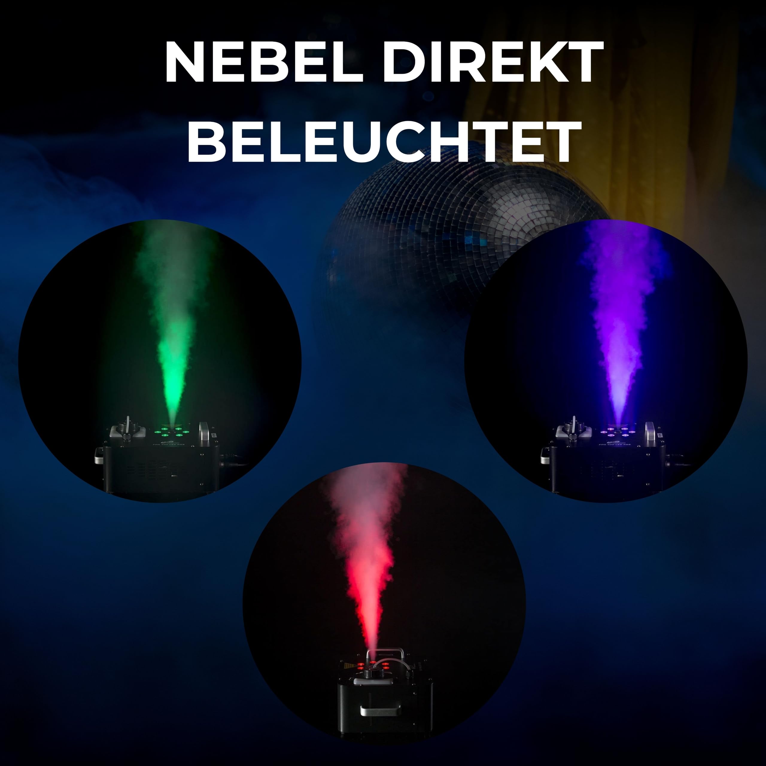 ETEC Professional FOG 900 LED RGB 3in1 DMX Vertikal-Nebelmaschine - CO2 Effekt, Geyser Nebler, Party, DJ, Halloween, Veranstaltung, Event, Bühnenbeleuchtung