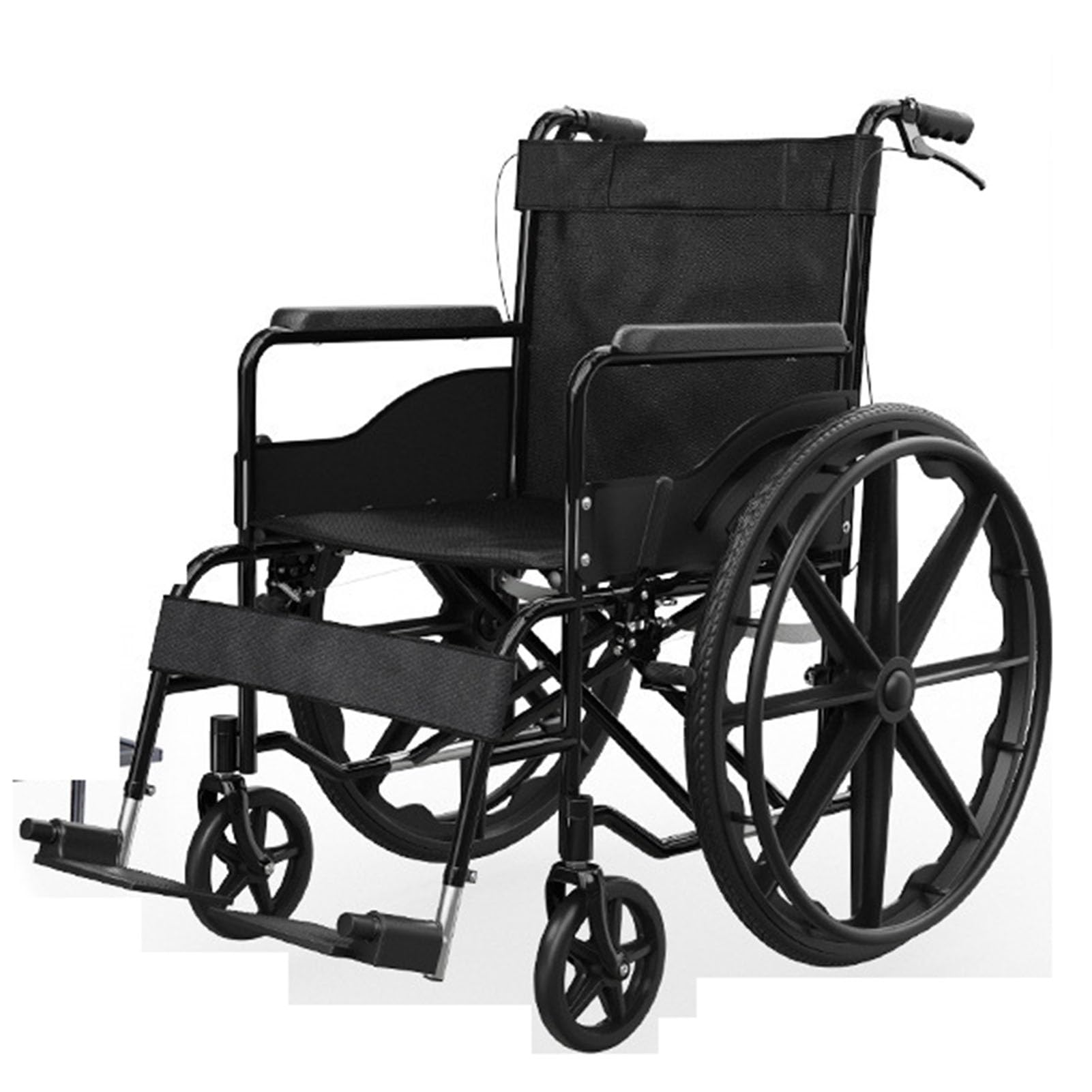 Leichte Rollstühle für Erwachsene, 24-Zoll-Rollstuhl mit weichem Sitz, Selbstfahrender Schwarzer Rollstuhl, Reise-Transitstuhl, Mobilitätsroller, Leichter Rollstuhl