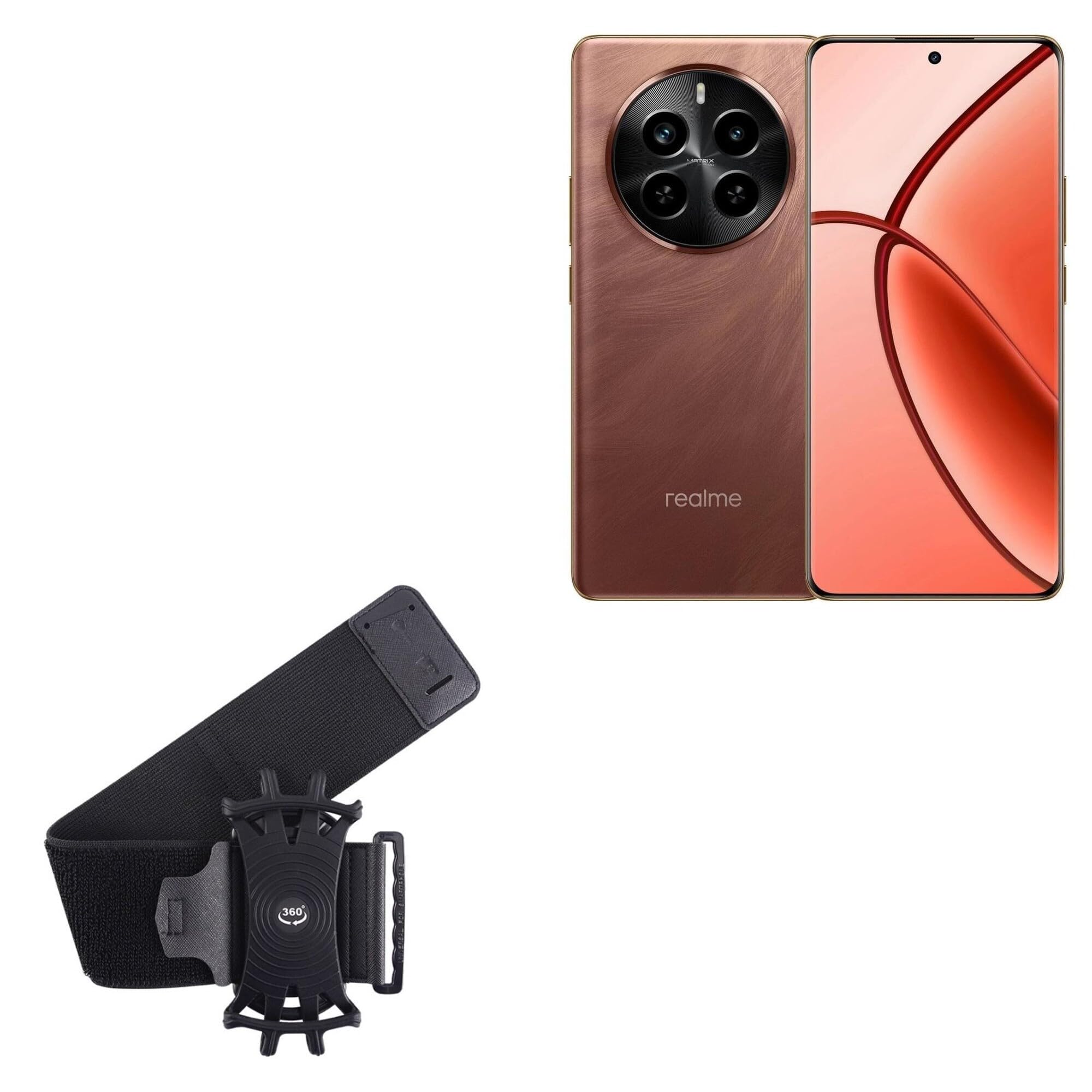 BoxWave Holster Compatible with Realme P1 Pro - ActiveStretch Sport Armband, Adjustable Armband for Workout and Running - Jet Black