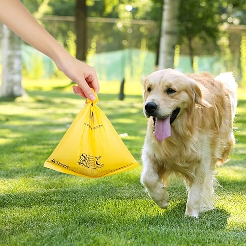 Miniatura 5 de Bolsas compostables certificadas para excrementos de perro, 270 bolsas ecológicas y a prueba de fugas, fácil de abrir 100% amarillo maíz, 15 bolsas