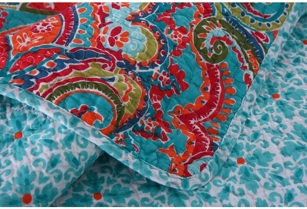 Onе-Dау Sаlе: Uр tо 40% оƒƒ Seefun Queen Size Quilt Sets Lightweight Bedspread Cotton Coverlet Bohemian Floral Patttern Bedding for All Seaon - 3 Pieces