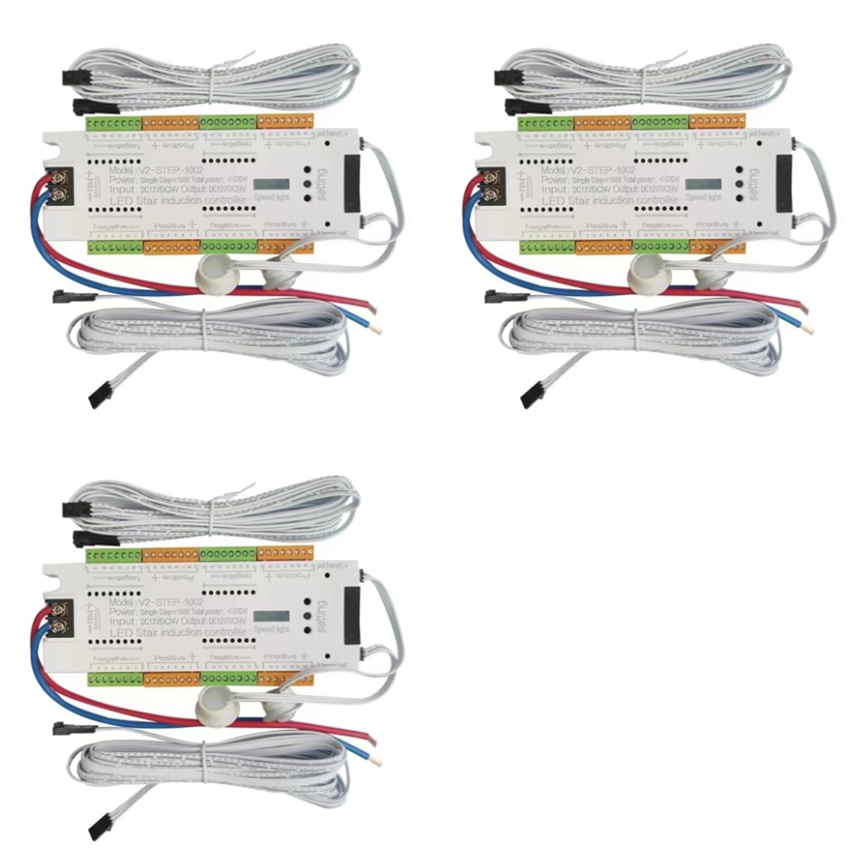 Jnchdghwa 3X Automatic 32 Channels Stairway Lighting LED Motion Sensor Controller Kit for Stairs Flexible Strip 12V 24V