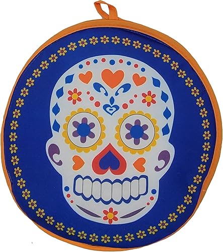 Calentador de tortilla de calavera de azúcar de 10 pulgadas. Mantiene las tortillas frescas y calientes durante más de 1 hora. Las tortillas se