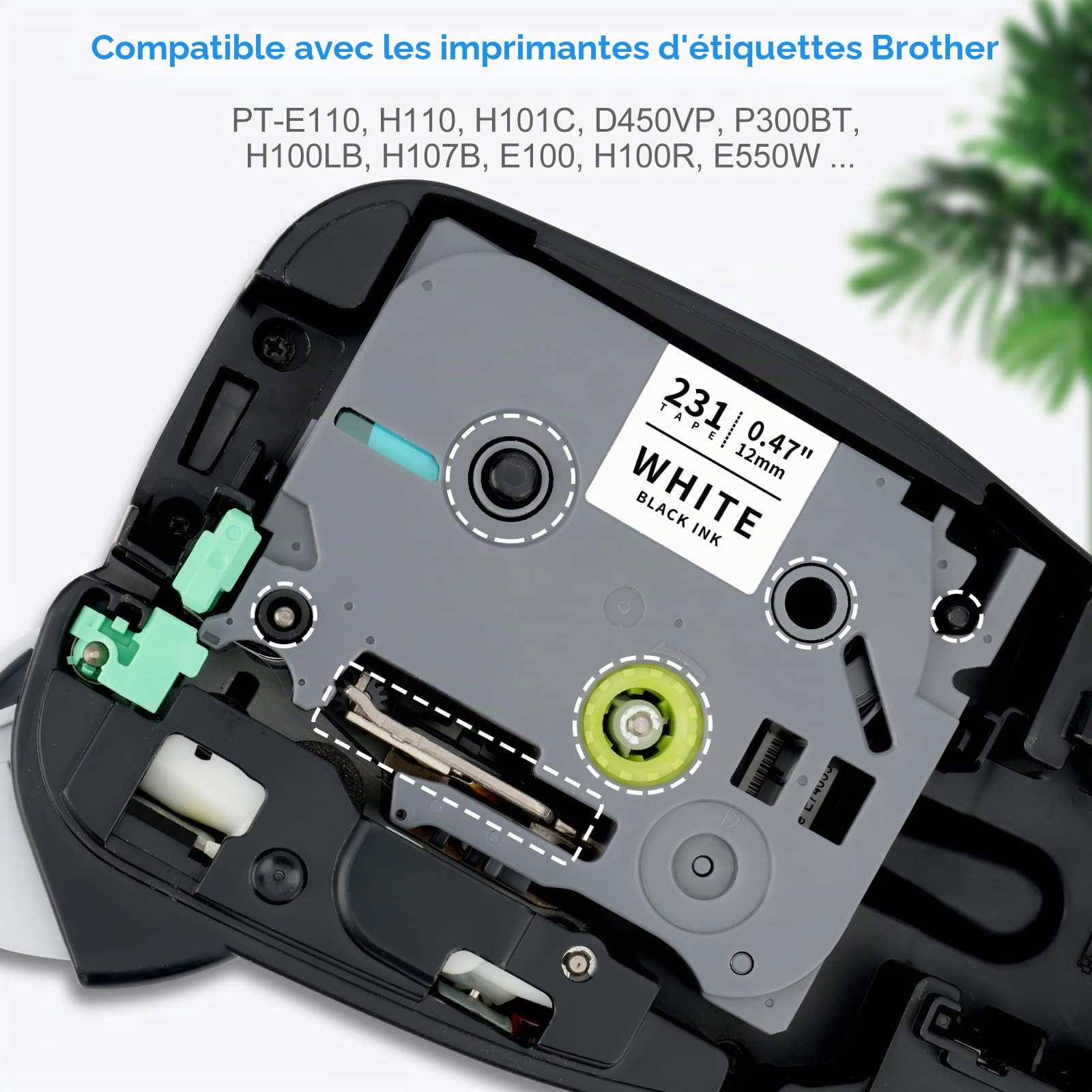 Lot de 3 rubans encreurs compatibles Brother P-touch TZe-231, noir sur blanc