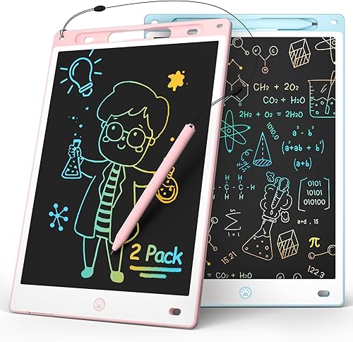 Paquete de 2 tabletas de escritura LCD (rosa y verde), juguetes de tablero de dibujo para niños para aprendizaje y educación, tablero de dibujo