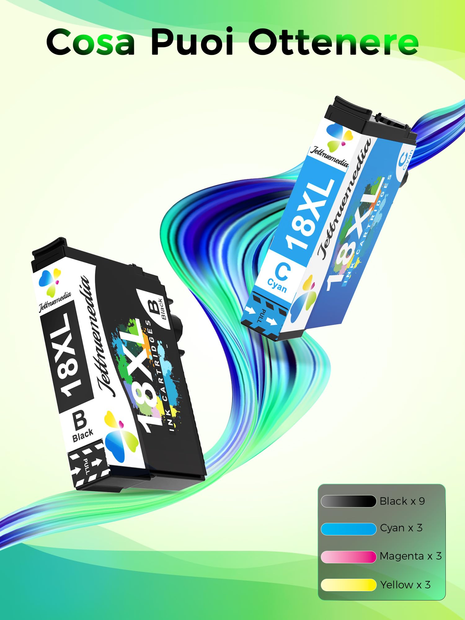 Jettruemedia 18XL Cartucce d'inchiostro Compatibili per Epson 18 XL per Expression Home XP-205 XP-215 XP-225 XP-305 XP-312 XP-315 XP-322 XP-325 XP-405 XP-412 XP-415 XP-422 XP- 425 (18-Pack)