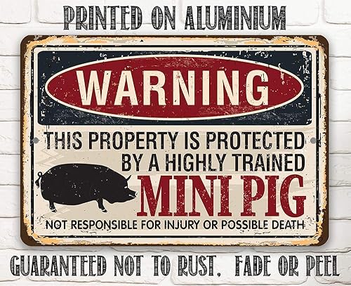 Miniatura 8 de Metal Sign - Warning Property Protected By Mini Pig - Durable Metal Sign - Use IndoorOutdoor - Great Gift and FarmHome Decor Under 20 8 x 12