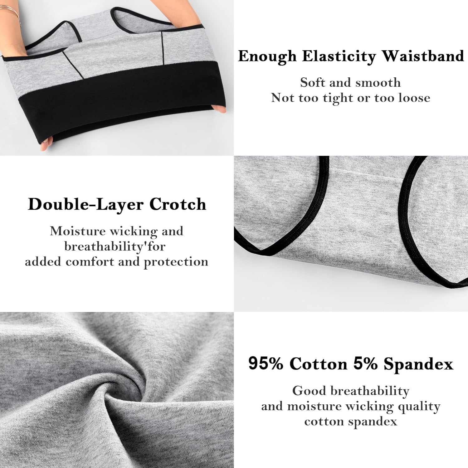 ASIMOON Women's High Waisted Cotton Underwear Tummy Control Panties Soft Full Coverage Ladies Briefs - Image 5