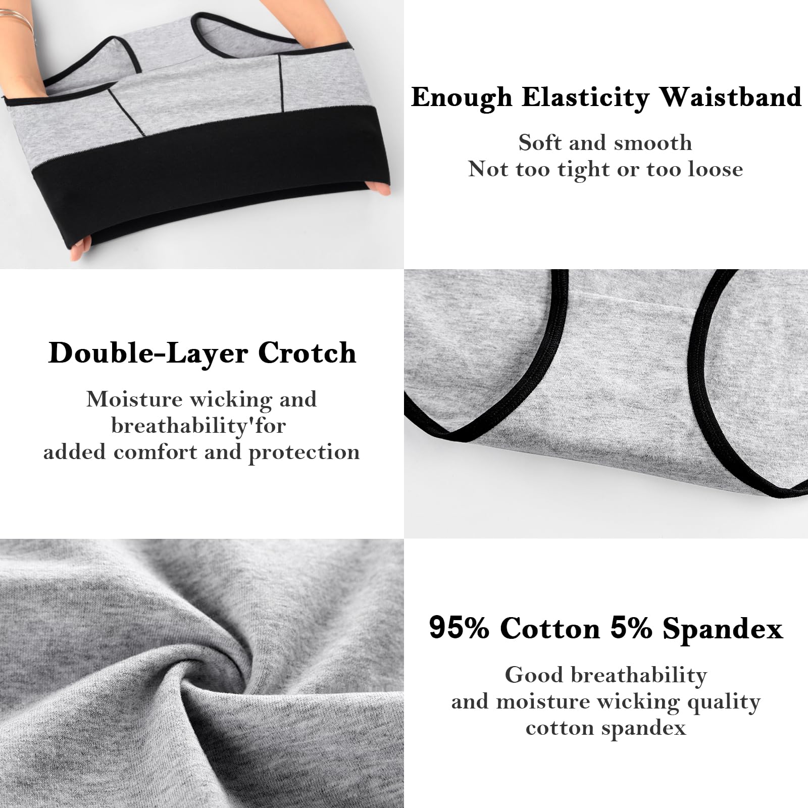 ASIMOON Women's High Waisted Cotton Underwear Tummy Control Panties Soft Full Coverage Ladies Briefs