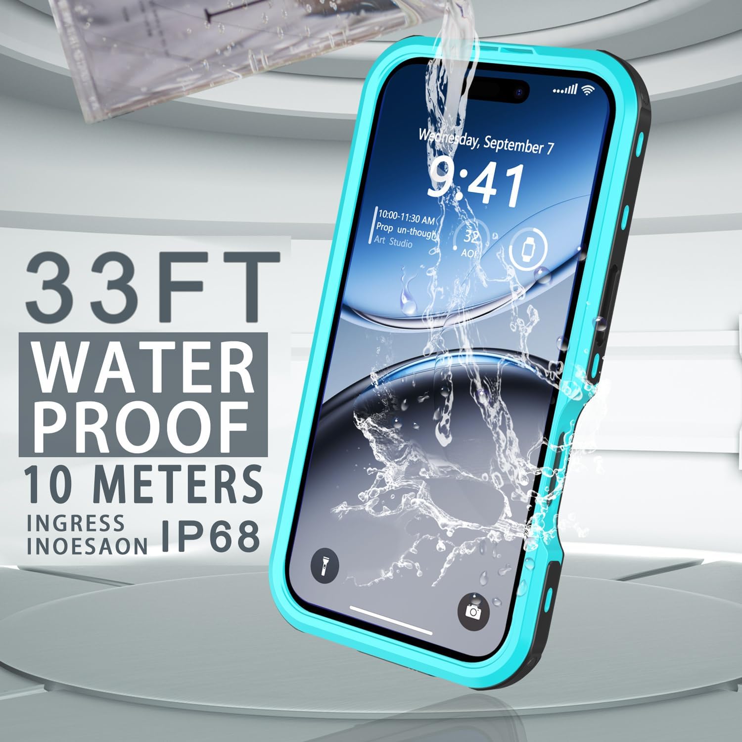 for iPhone 16 Case Waterproof, [Shockproof] [Dustproof] [IP68 Waterproof] Full-Body Hard Case Built-in [Lens Screen Protection] for Diving Case (Teal, for iPhone 16 6.1in)