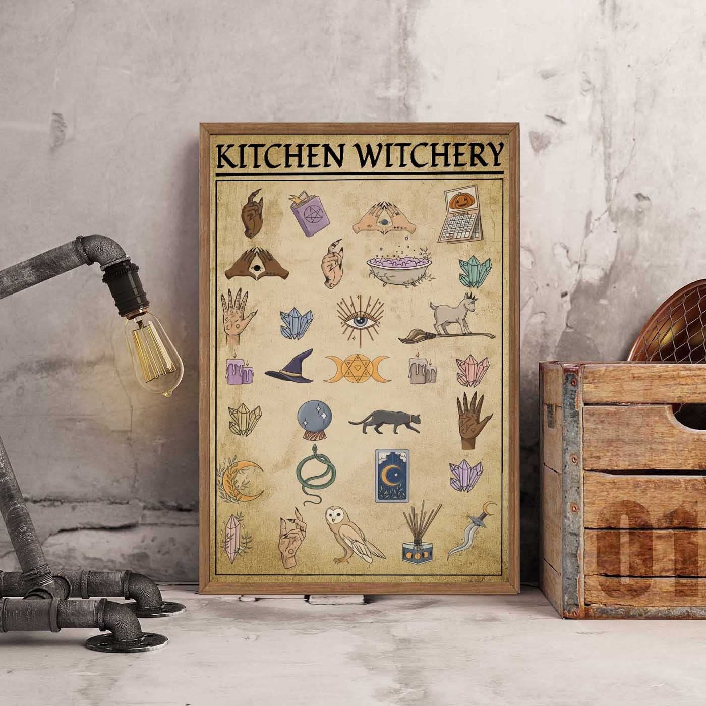 Retro Metal Tin Sign 8 X 12 Inches Kitchen Witchery Vintage Poster Kitchen Blessing Incense Poster Witches Magic Knowledge Poster Gift Funny Wall Decor Nostalgic Arts Decor Home Decor Gifts