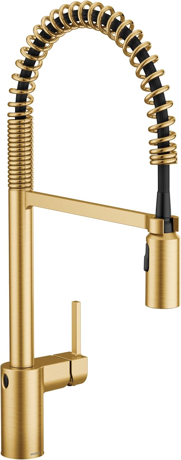 Moen Align Brushed Gold Motionsense Wave Sensor Touchless One Handle Pre-Rinse Farmhouse Spring Kitchen Faucet, 5923EWBG - Image 2