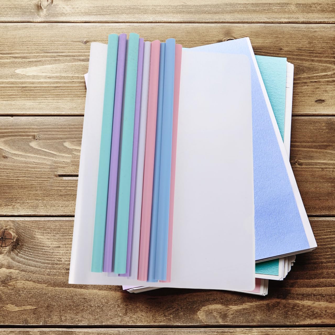 STOBOK 50 Stück Transparente Plastikordner mit Ziehstab Robust und Bruchsicher Dokumente Praktisch und Tragbar für Büro und Schule Zufällige Farbe
