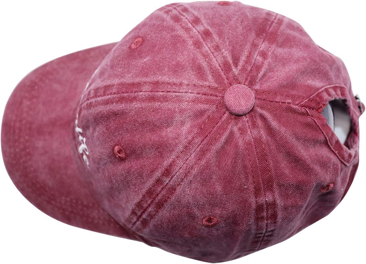 Mom Life Ponytail Baseball Cap Messy Bun Vintage Washed Distressed Twill Plain Hat for Women (Red, One Size) - Image 4