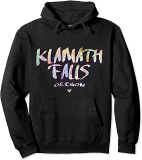 Klamath Falls Oregon - Klamath Falls OR Watercolor Logo Pullover Hoodie