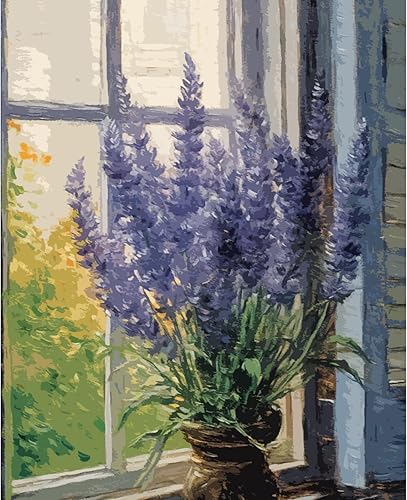 Miniatura 2 de Tucocoo Pintura de lavanda por número para adultos, kits de pintura al óleo digital sobre lienzo con pinceles y pigmento acrílico, obra de arte