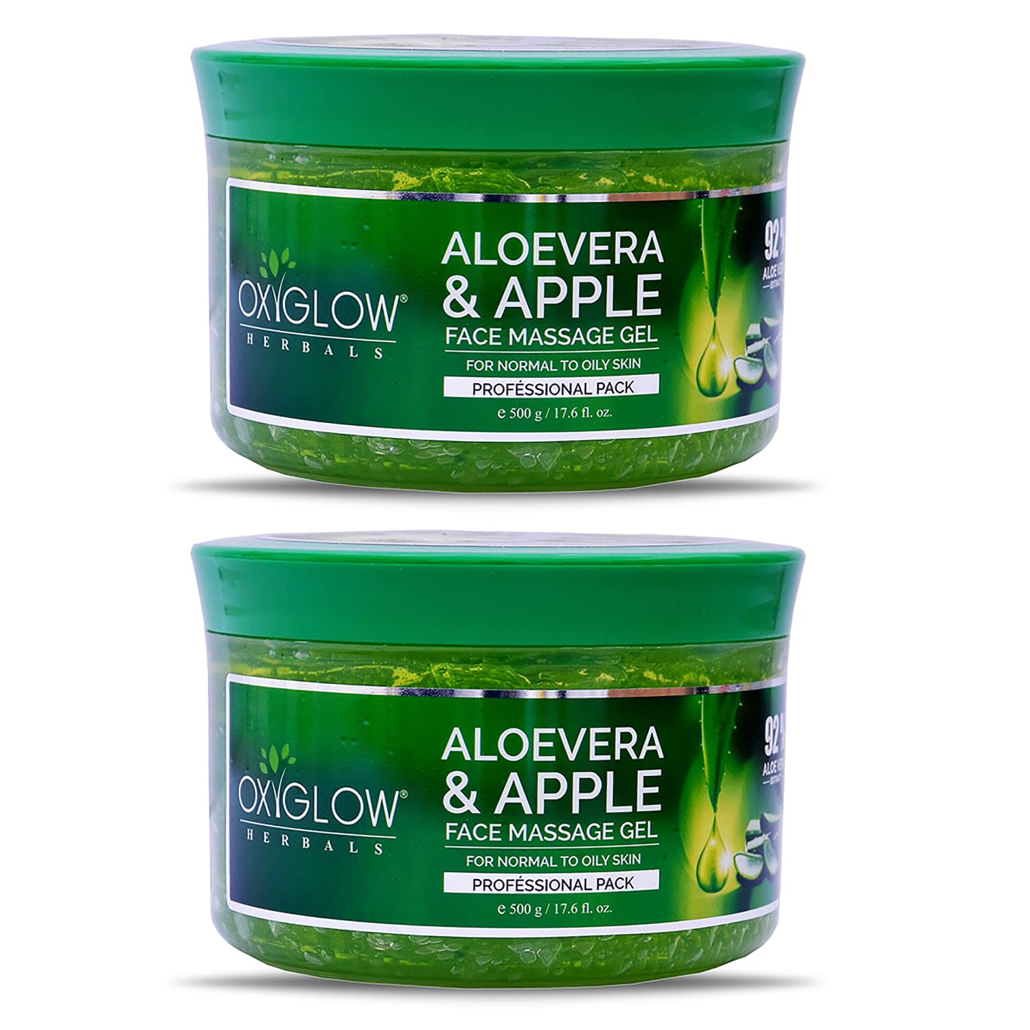 OxyGlow Herbals Alovera Apple Face Massage Gel- For Natural Glowing & Healthy Skin| Deeply Nourishes- 500 Gm (Pack of 2)