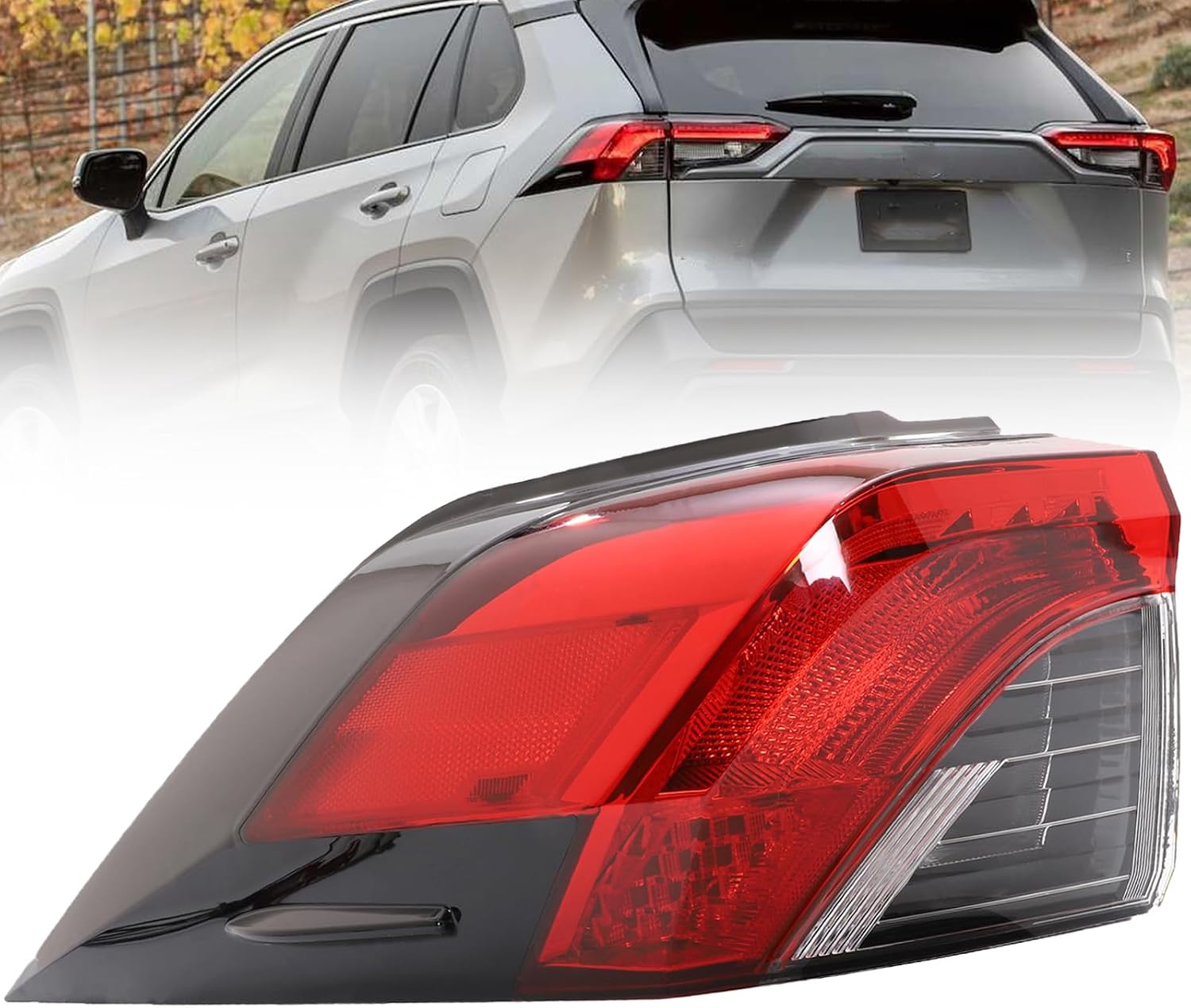 LED Tail Light Assembly Compatible With 2019-2024 Toyota RAV4 Right Passenger Side Outer Brake Tail Lamp W/O bulb Replace 81550-0R090 TO2805148