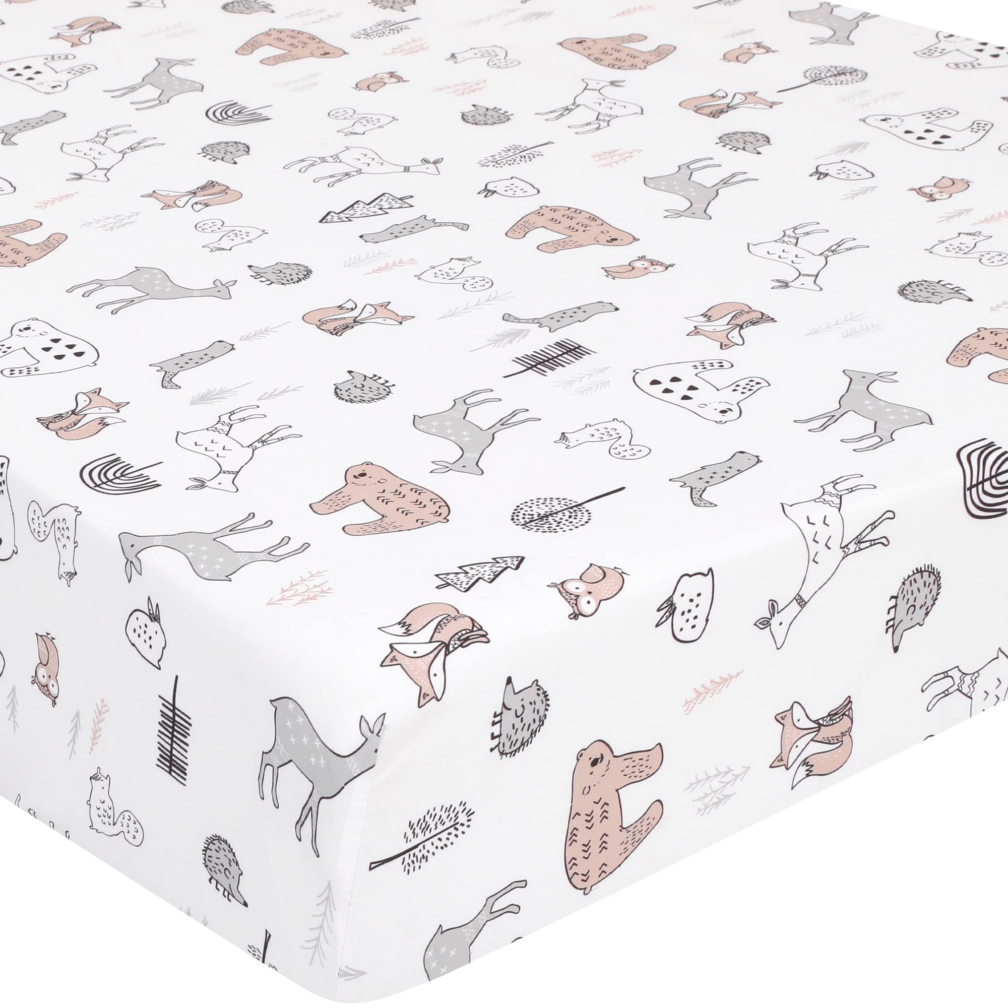 TILLYOU Microfiber Fitted Crib Bumper Pads for Baby Boys Girls, Super Soft Toddler Bed Sheets for Standard Crib and Toddler Mattresses, Premium Cozy Nursery Bedding Sheet, 28"x52"x8", Forest