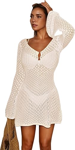 BreathSunny Womens Crochet Swimsuit Beach Cover Up 2026 Bathing Suit Swim Bikini