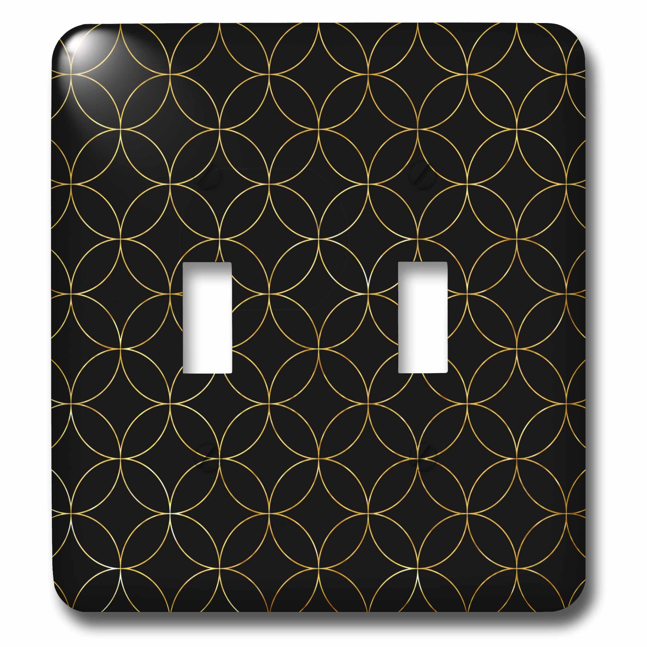 Double interrupteur effet doré et noir motif diamant français multicolore 3dRose