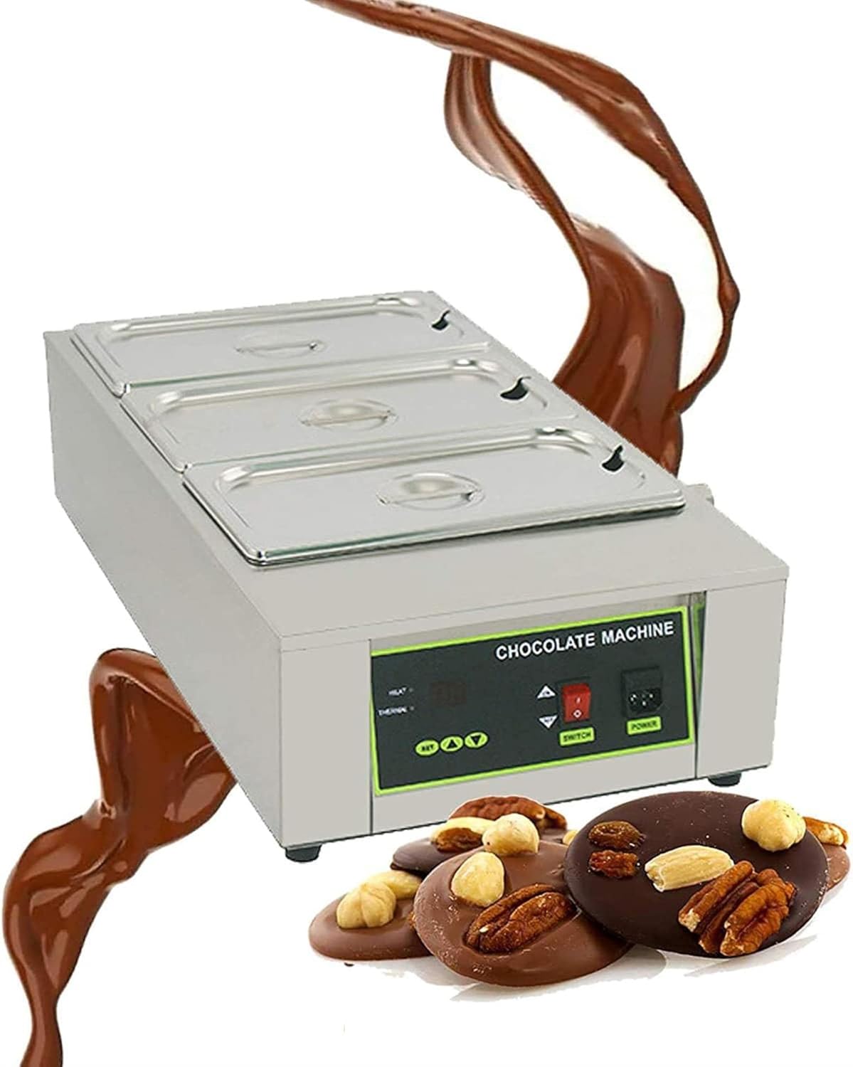 Commercial Chocolate Tempering Machine, 12kg Capacity 3 Tanks Commercial Electric Chocolate