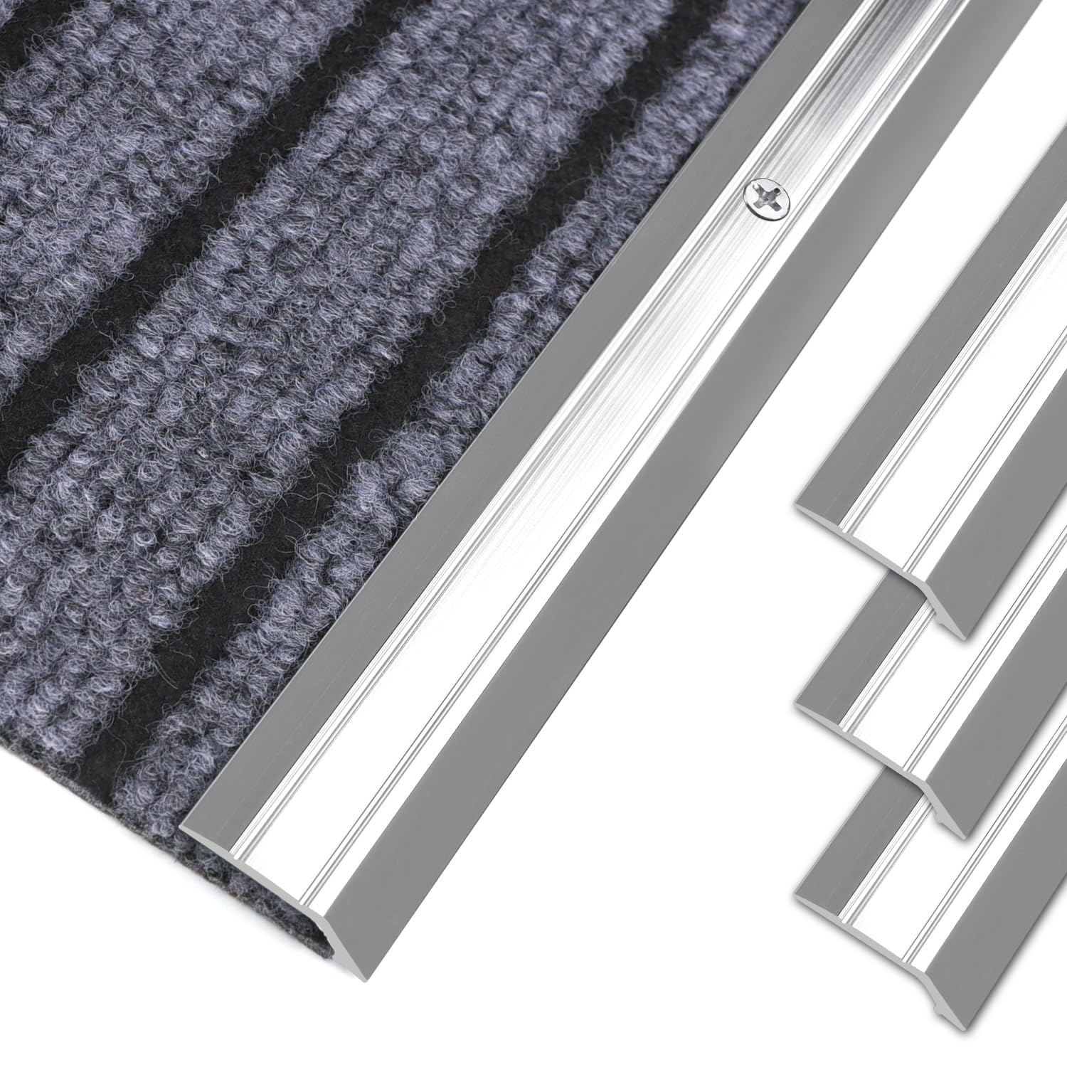 Jiekayi 3-Pack Metal Carpet Floor Transition Strips, 36in Carpet to Tile Floor Edging Trim Strip, Aluminum Threshold Strip Suitable for Threshold