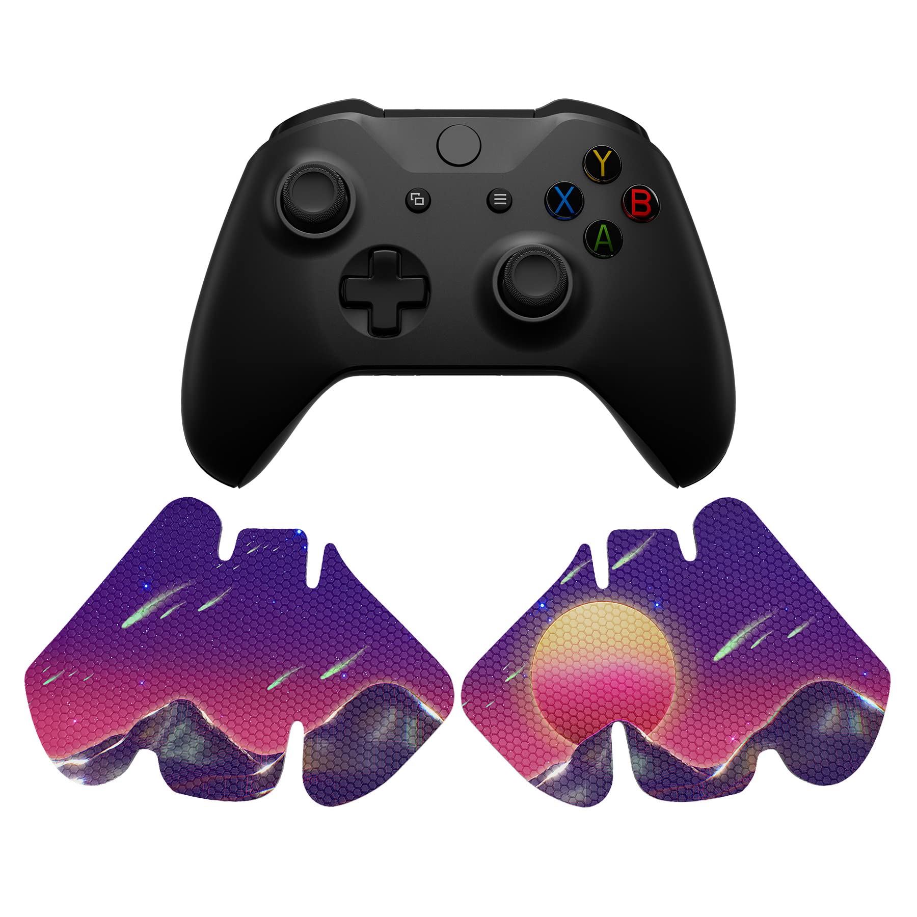 eXtremeRate Pegatina de Agarre para Xbox One Accesorios - Adhesivo de Silicona Antideslizante con Textura de Goma, Protectora Piel para Xbox One S/X Mando (La Cyber Luna)