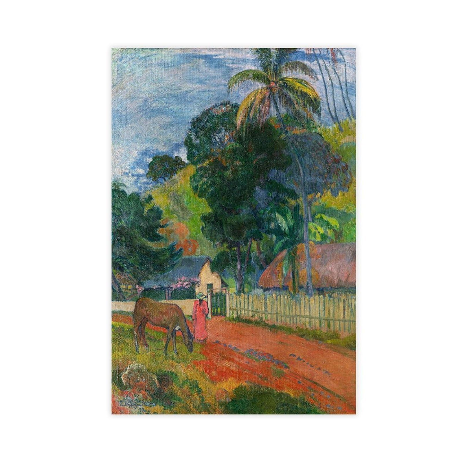 Dfjyjfgjj Paul Gauguin,Landscape. A Horse On Road 1899 Canvas Poster And Wall Art Picture Print Modern Family Bedroom Decor 16" L X 24" W