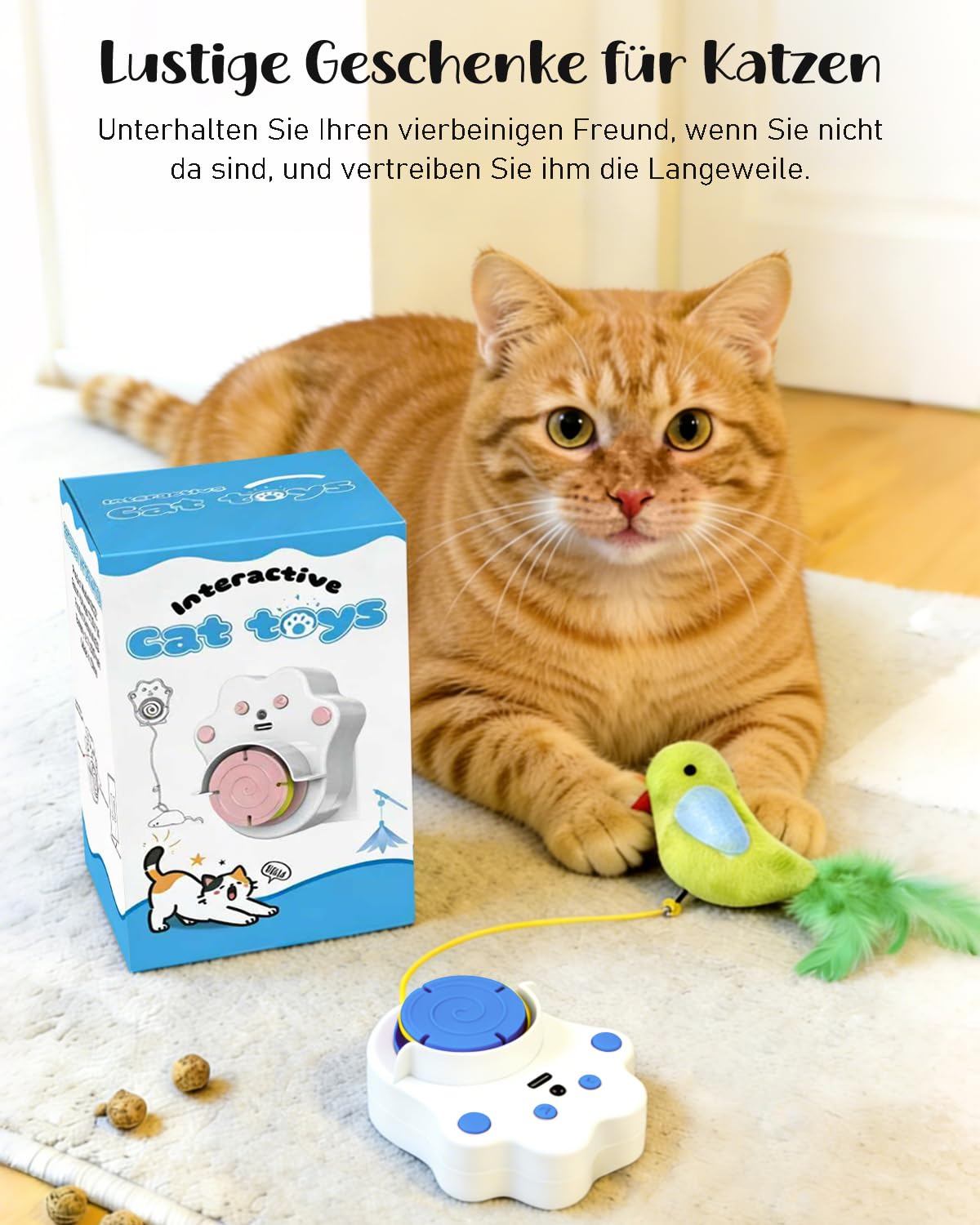 Nefeeko Elektrisches Katzenspielzeug, Interaktives Katzenspielzeug | Automatisch Einziehbar, USB Wiederaufladbar, 360° Automatische Bewegung, Hängendes Design, katzenspielzeug Für türrahmen