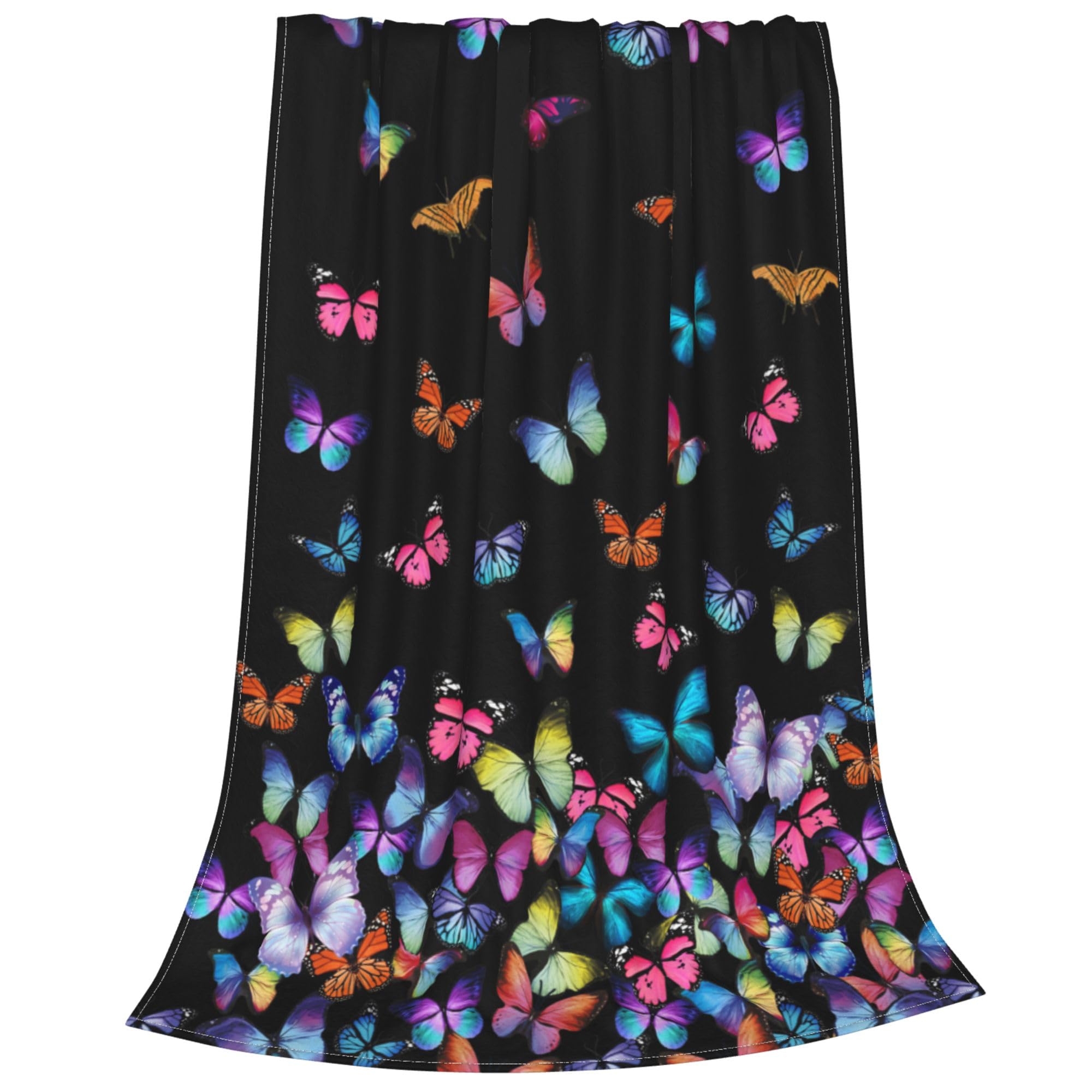 Franala Butterfly Print Blanket, Lightweight Cozy Ultra Soft Colourful Fleece Throw Blanket, Ultra Soft Flannel Blankets For Sofa Couch Bed 60"X50"