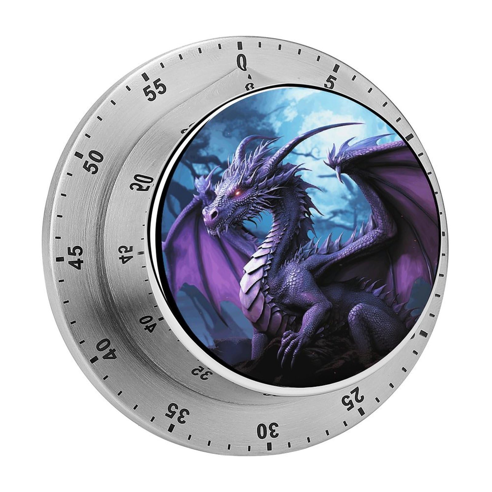 Purple Dragon Purple Moon Kitchen Timer Chef Cooking Timers Clock with Loud Alarm Exquisite Stainless Steel Mechanical