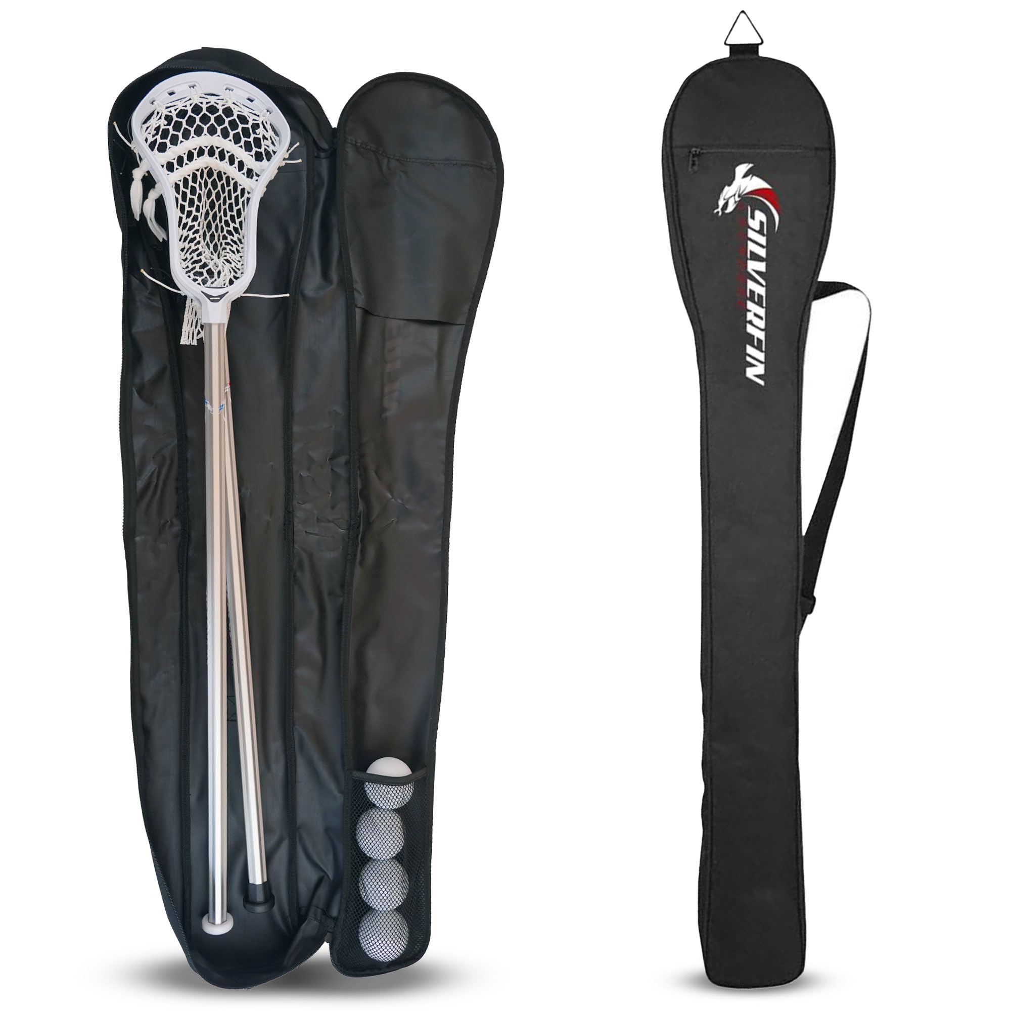 Silverfin Lacrosse Stick Bag Holds Upto 4 Sticks for Men &amp; Women, Kids| Crafted From Tear Resistant Fabric Lightweight &amp; Compact| Ideal for Travel, Tournaments With Full Length Zipper &amp; Shoulder Strap