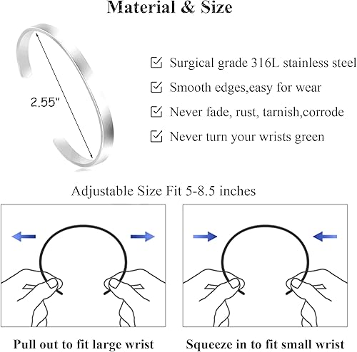 Miniatura 6 de JoycuFF Regalos conmemorativos por la pérdida de mamá papá en memoria de joyas, pulsera de condolencia, brazalete de duelo, mensaje secreto grabado,