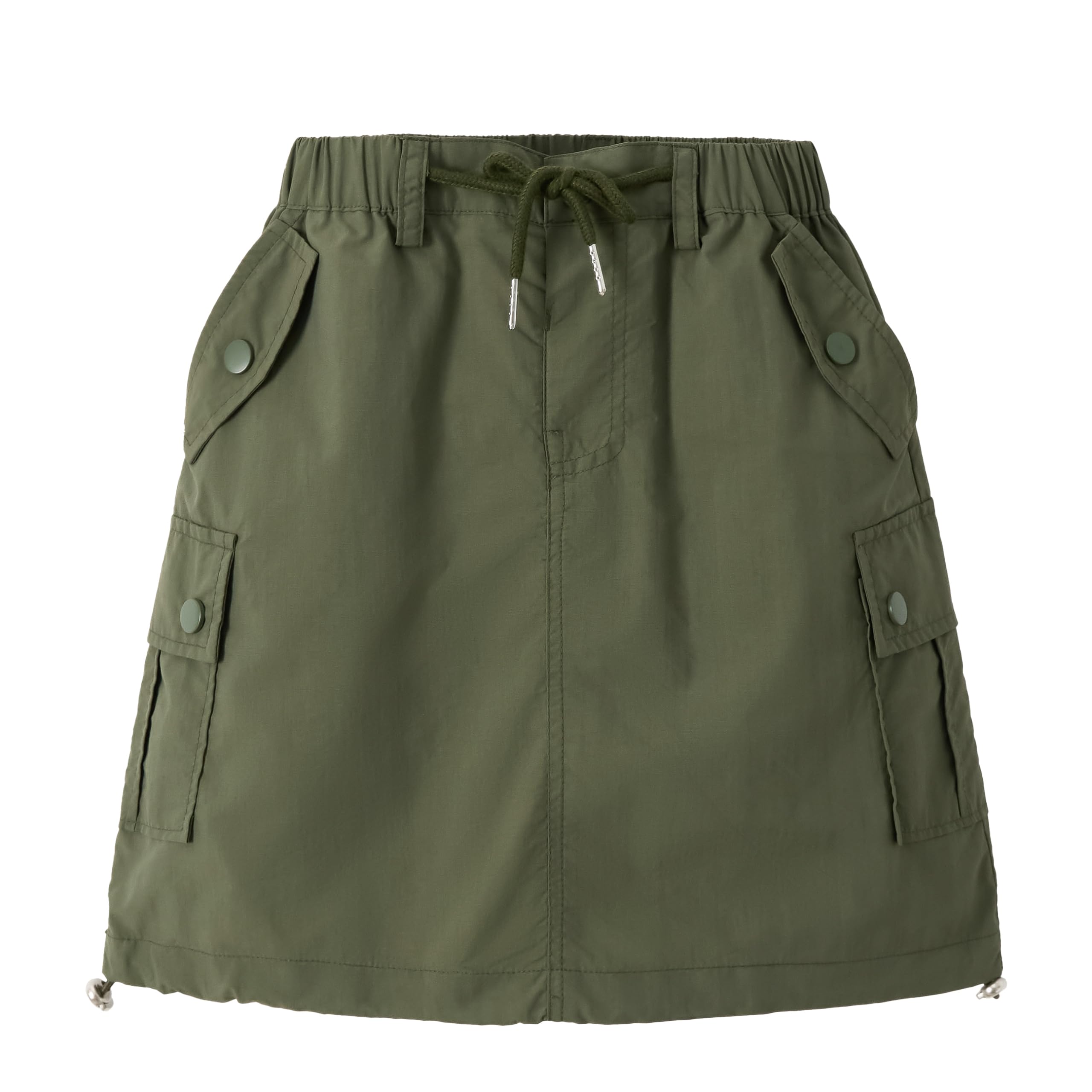 Rolanko Girls Cargo Skirt Parachute Shorts Skirt with Pockets A-Line Summer Kids Skort Casual School Hiking (ArmyGreen, 10-11 Years)